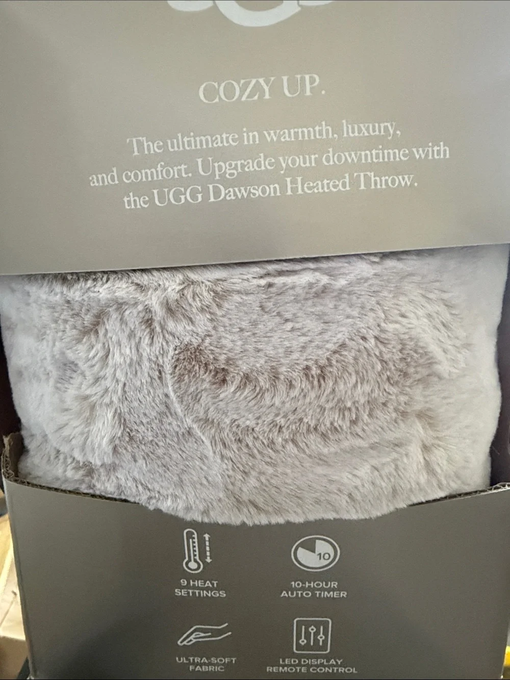 UGG Plush Electric Heated Throw Blanket - Light Gray